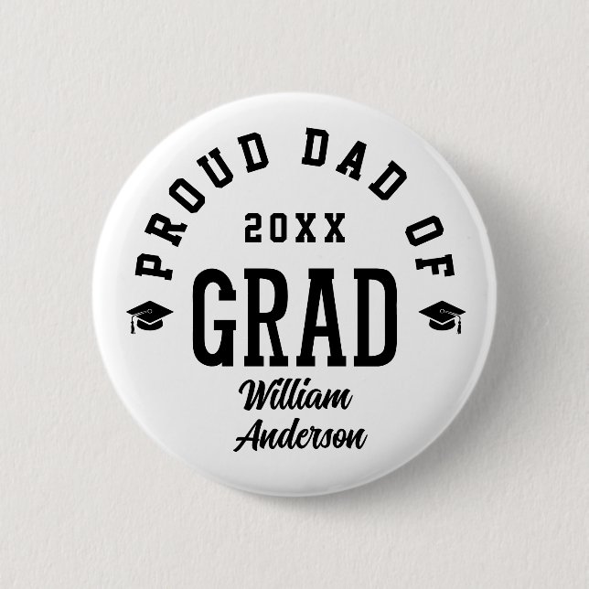 Bóton Redondo 5.08cm Proud Dad Grad Varsity Typography Graduation (Frente)