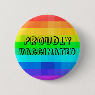 Bóton Redondo 5.08cm Proudly Vaccinated  - Rainbow Covid Vaccination