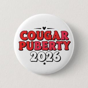 Bóton Redondo 5.08cm Puberdade da Cougar 2026 Humor Retro Menopausa Eng