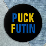 Bóton Redondo 5.08cm Puck Futin Ucrânia apoia Ucraniano<br><div class="desc">Ucrânia Flag em azul e amarelo para mostrar apoio à paz e liberdade na Ucrânia. Botão Puck Futin Ucrânia Support Ucraniano</div>