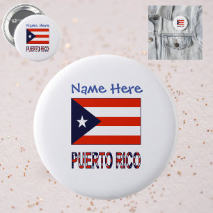 Bóton Redondo 5.08cm Puerto Rico Bandeira Porto-Riquenha Azul Personali