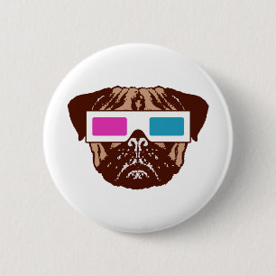 Bóton Redondo 5.08cm Pug 3D