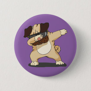 Bóton Redondo 5.08cm Pug de toque ligeiro legal com crachá dos óculos