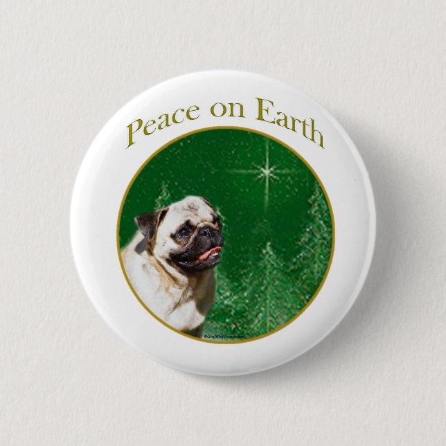 Bóton Redondo 5.08cm Pug Peace (Frente)