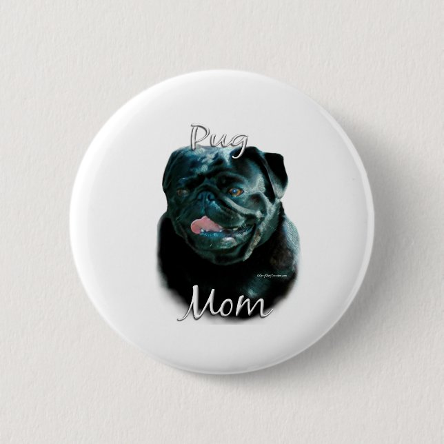 Bóton Redondo 5.08cm Pug (preto) Mãe 2 (Frente)