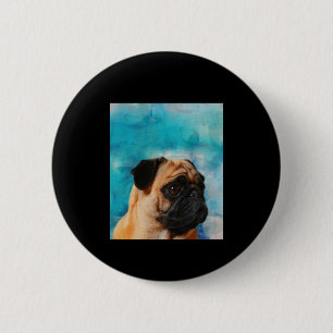 Bóton Redondo 5.08cm Pug Retrato Cute Pug Face Pug Lover