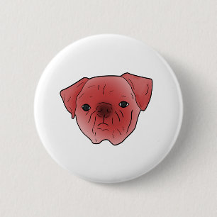 Bóton Redondo 5.08cm Pug vermelho impetuoso