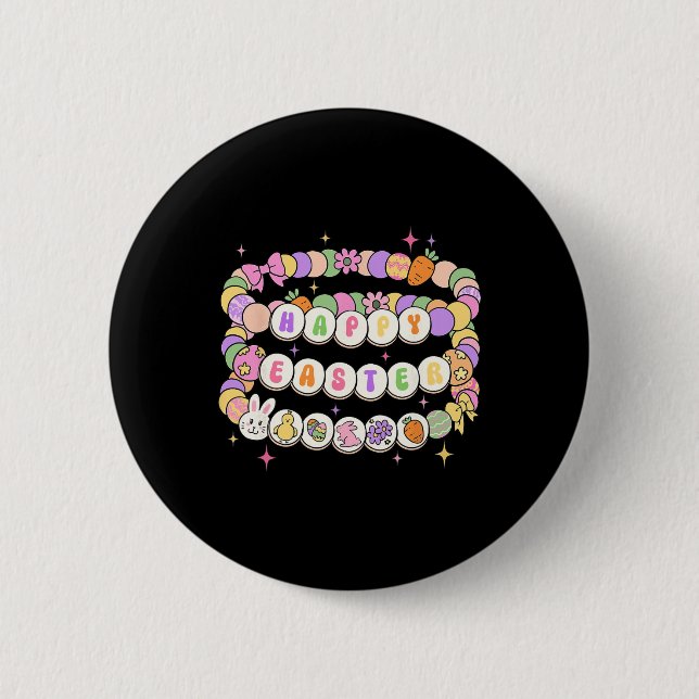 Bóton Redondo 5.08cm Pulseira de Amizade Feliz Páscoa Coelho da Páscoa  (Frente)