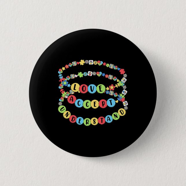 Bóton Redondo 5.08cm Pulseira de Contas de Conscientização sobre Autism (Frente)