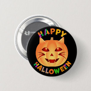 Bóton Redondo 5.08cm Pumpkin de Gato Halloween
