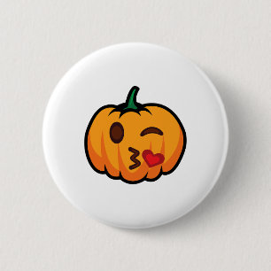 Bóton Redondo 5.08cm Pumpkin Emoji One Eye Aberto Piscar os olhos Blow
