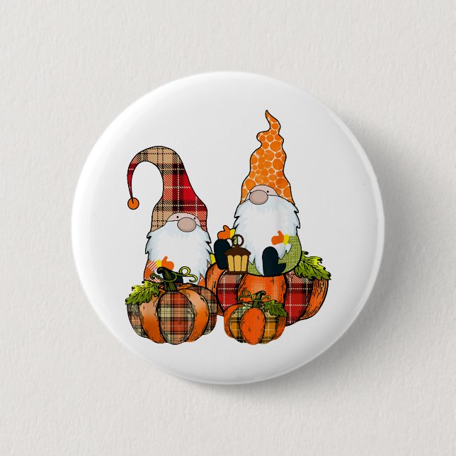 Bóton Redondo 5.08cm Pumpkin Gnomos Queda do outono do Dia das Bruxas (Frente)