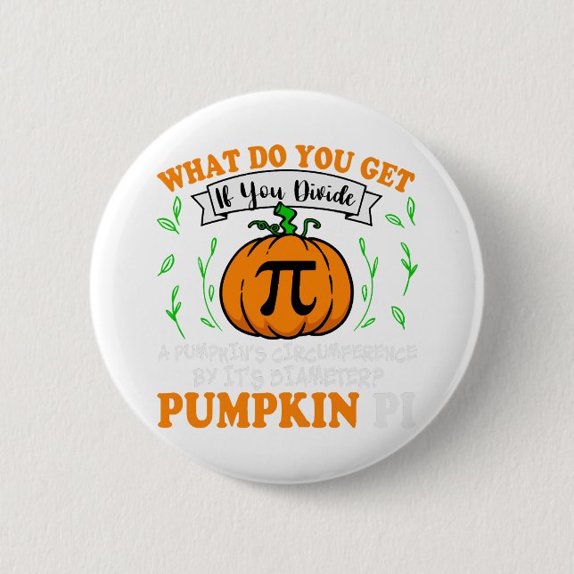 Bóton Redondo 5.08cm Pumpkin Pi Halloween Math (Frente)