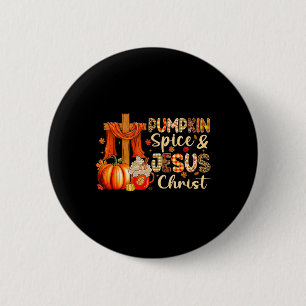 Bóton Redondo 5.08cm Pumpkin Spice Jesus Cristo Ação de Graças outono