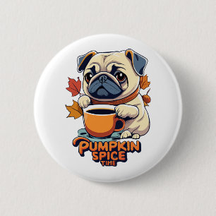 Bóton Redondo 5.08cm Pumpkin Spice Time Dog Pai Mãe Gpresente de Hallow
