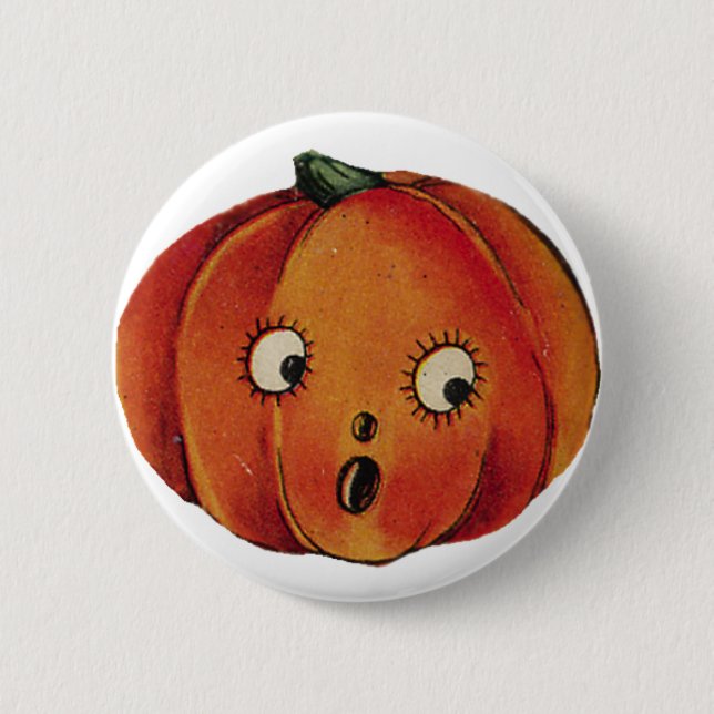 Bóton Redondo 5.08cm Pumpkin surpreso no Halloween (Frente)