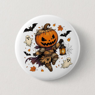 Bóton Redondo 5.08cm Pumpkin Warrior Jack O Lantern Knight with Ghosts