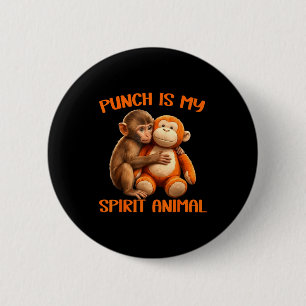 Bóton Redondo 5.08cm Punch é o espírito animal meme de macaco Punch fof