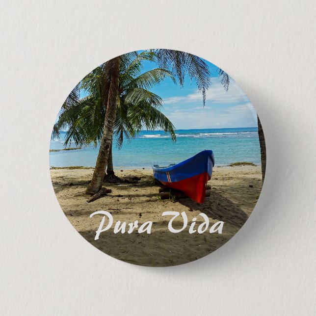 Bóton Redondo 5.08cm Pura Vida na Costa Rica (Frente)