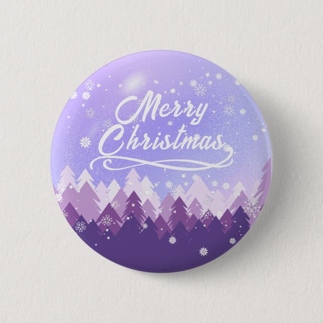 Bóton Redondo 5.08cm Púrpura Neve Branca Floresta Pacífica Feliz Natal (Frente)