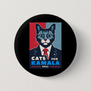 Bóton Redondo 5.08cm Purrfect Cats For Kamala Harris 2024 Presidente