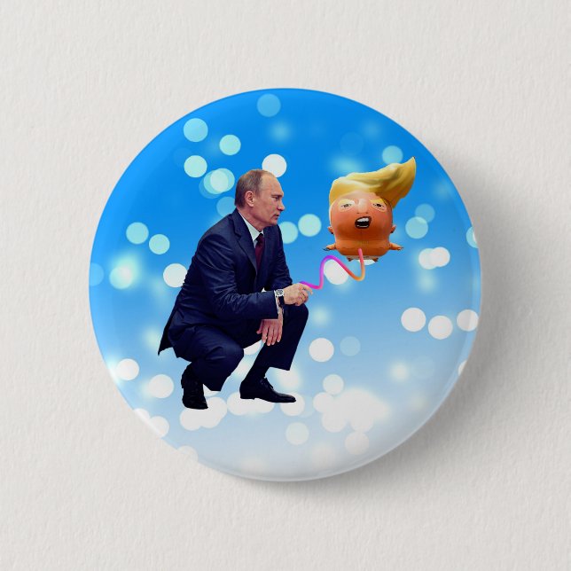 Bóton Redondo 5.08cm Putin Joga Com Balão De Trump (Frente)