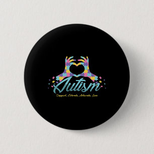 Bóton Redondo 5.08cm Puzzle de Coração de Conscientização do Autismo Fa