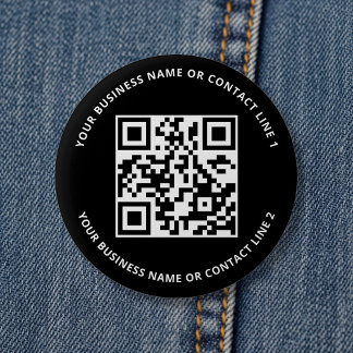 Bóton Redondo 5.08cm QR Code Business Template Black