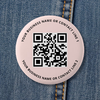 Bóton Redondo 5.08cm QR Code Business Template Blush Pink