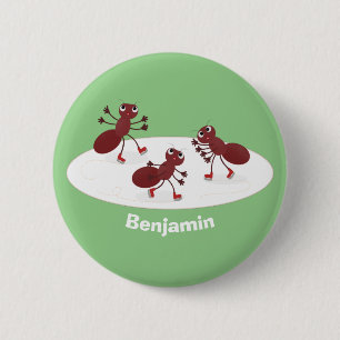Bóton Redondo 5.08cm Quadrinhos de gelo de formigas vermelhas felizes