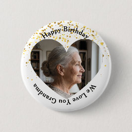 Bóton Redondo 5.08cm Quadro de Coração Feliz Aniversário Nós Te Amamos 