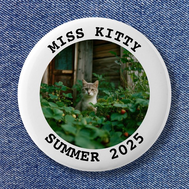 Bóton Redondo 5.08cm Quadro de Fotografias redondas personalizadas a pr (Black and White Personalized Round Photo Frame Pinback Button)