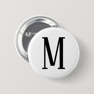 Bóton Redondo 5.08cm Qualquer letra Cores Pretas e Brancas ou Descart