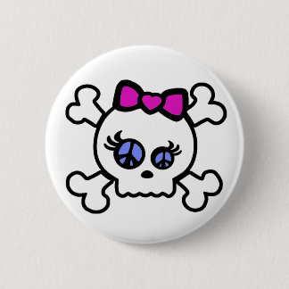 Bóton Redondo 5.08cm Quarto Botão de BD; Logotipo de Caveira HellzGurl
