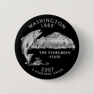 Bóton Redondo 5.08cm Quarto de Estado de Washington Preto