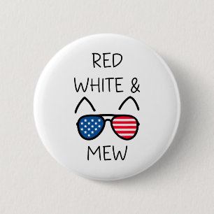 Bóton Redondo 5.08cm Quarto De Julho, Cat Lover Red White E Mew Usa Pat