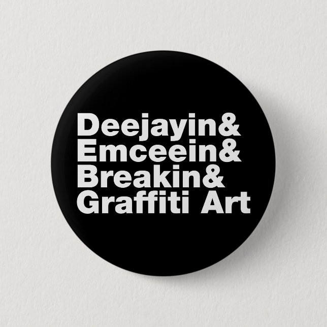 Bóton Redondo 5.08cm Quatro elementos de Hip Hop (Frente)