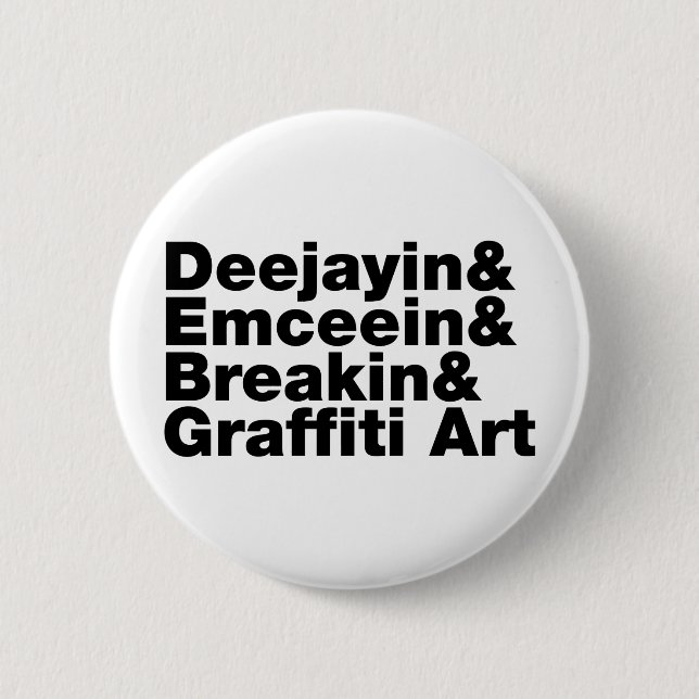 Bóton Redondo 5.08cm Quatro Elementos de Hip Hop (Frente)