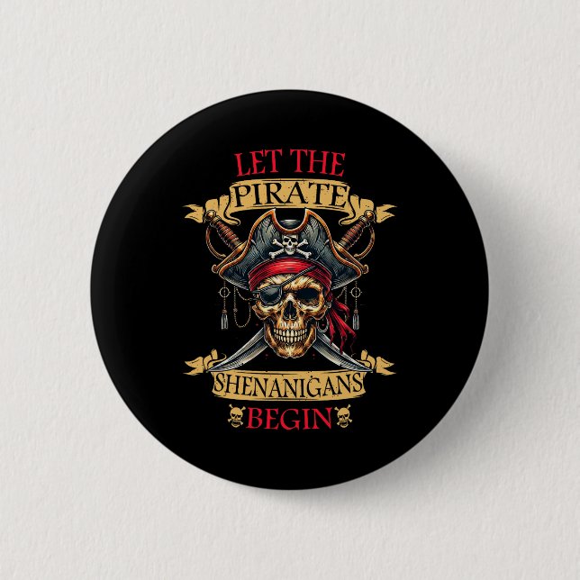 Bóton Redondo 5.08cm Que Os Piratas Shenanigans Comecem O Crânio De Hal (Frente)