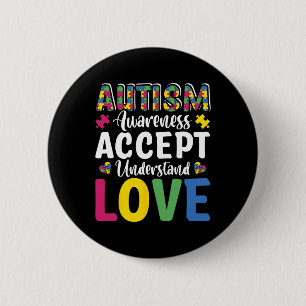 Bóton Redondo 5.08cm Quebra-cabeça Autismo Accept Entender Dis de Amor