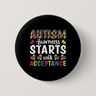 Bóton Redondo 5.08cm Quebra-cabeça Consciência do Autismo Aceitar Enten