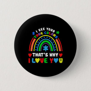 Bóton Redondo 5.08cm Quebra-cabeça Rainbow Em Abril Vestimos Autismo Az