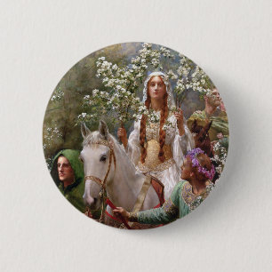 Bóton Redondo 5.08cm Queen Guinevere's Maying c. 1900, por John Collier