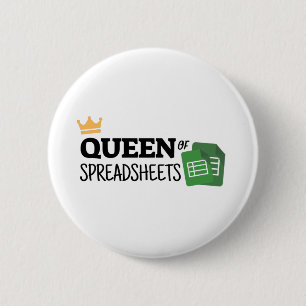 Bóton Redondo 5.08cm Queen of spreadsheets button
