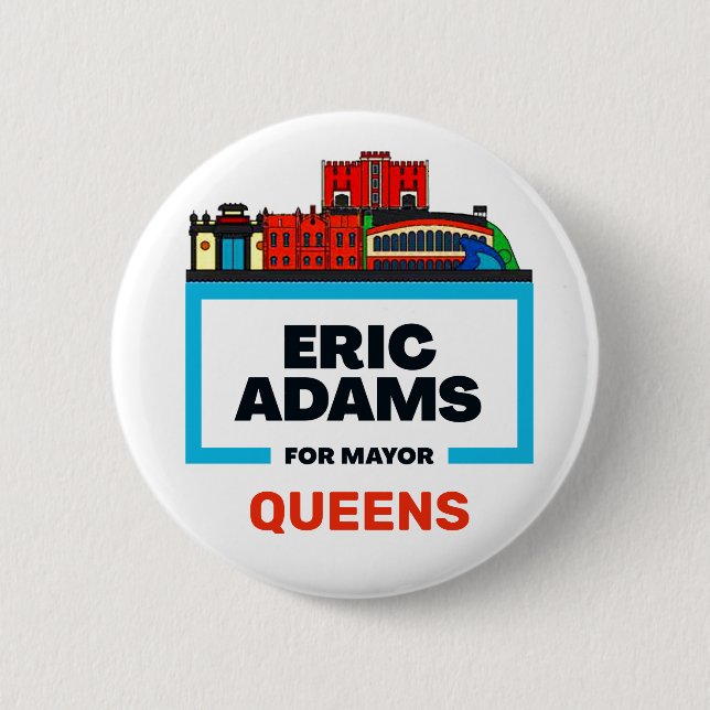 Bóton Redondo 5.08cm Queens quer Eric Adams para prefeito NYC (Frente)