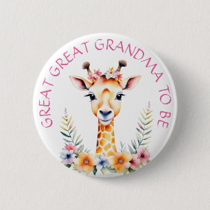 Bóton Redondo 5.08cm Querida Giraffe Floral, vovó para ser CHÁ DE FRA