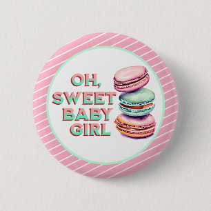 Bóton Redondo 5.08cm Querida Menina Macaron Themed Chá de fraldas
