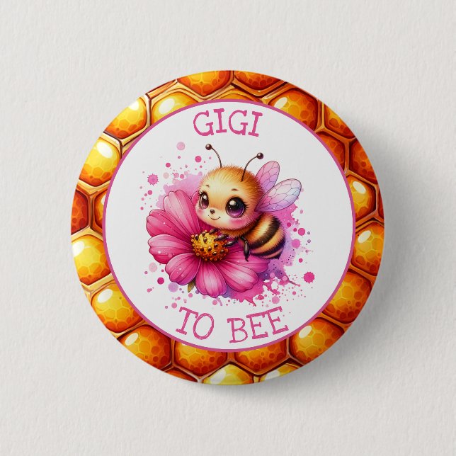 Bóton Redondo 5.08cm Querida, temida Gigi de Chá de fraldas de Menina p (Frente)