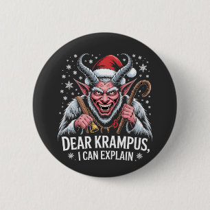 Bóton Redondo 5.08cm Querido Krampus, posso explicar Papais noeis de Na