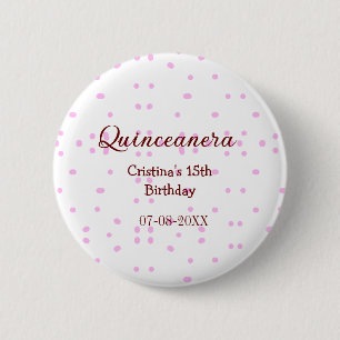 Bóton Redondo 5.08cm Quinceanera anos 15 de aniversário adicione nome p